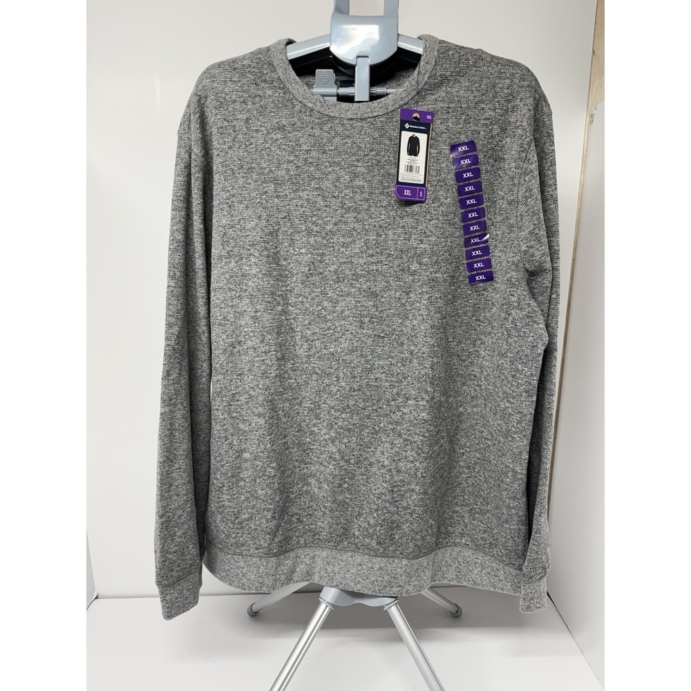 Member's Mark Men's XXL Crewneck Pullover Sweater Granite Gray Waffle Knit NWT